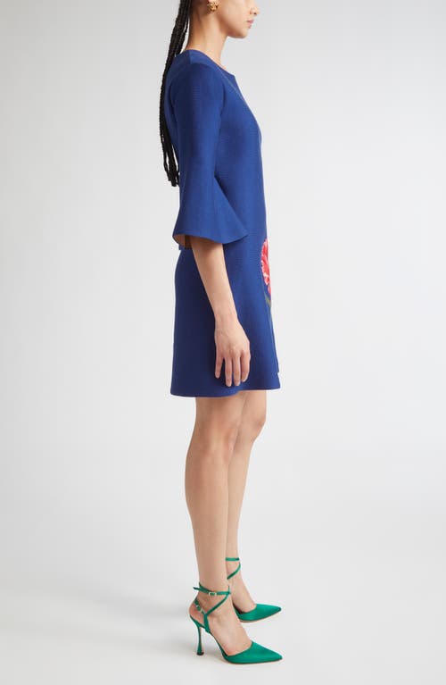 Carolina Herrera Tulip Bell-sleeve Mini Dress In Blue