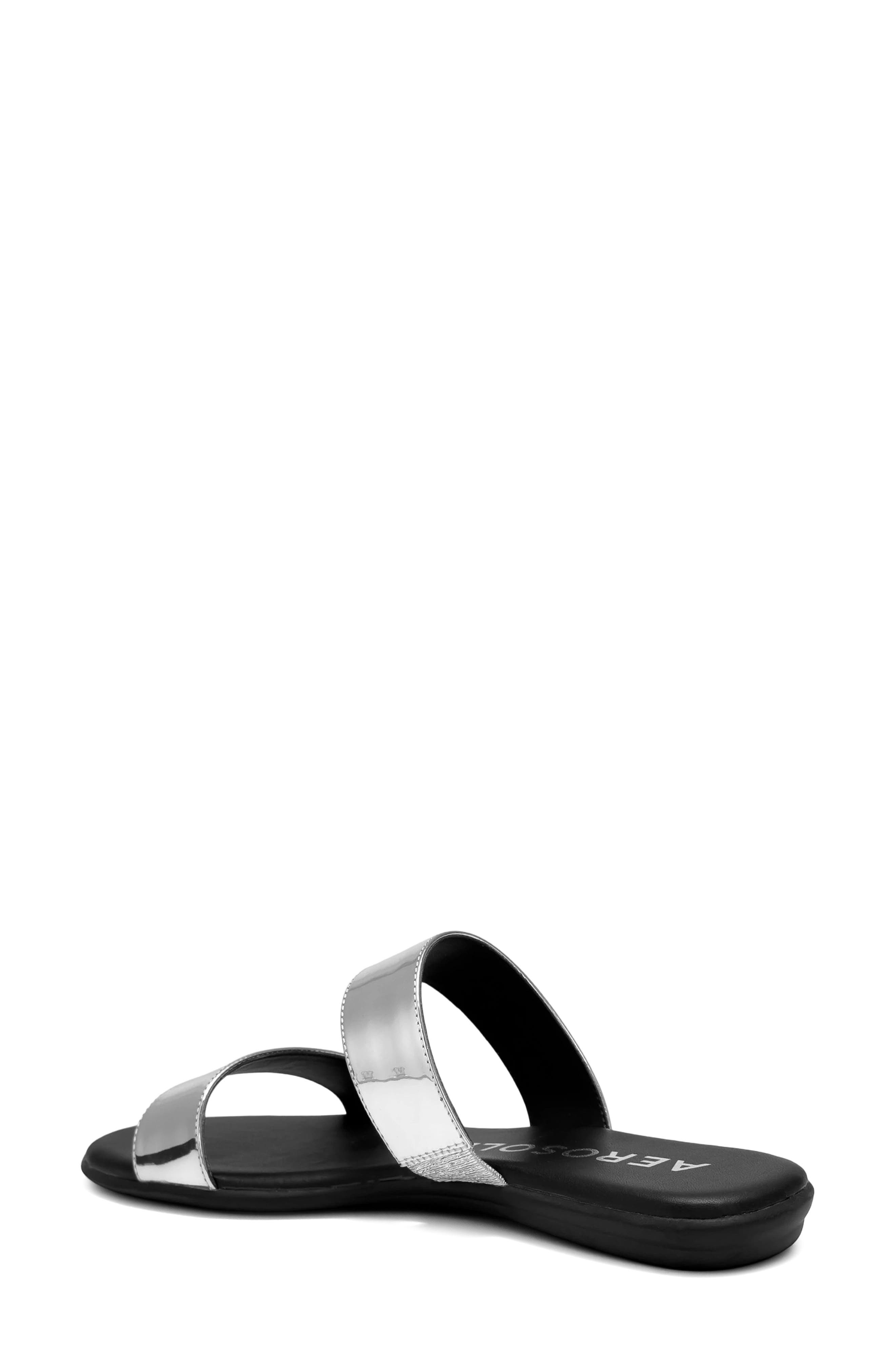 Aerosoles Concetta Two-Strap Sandal, Alternate, color, Silver Fx Mirror Metallic