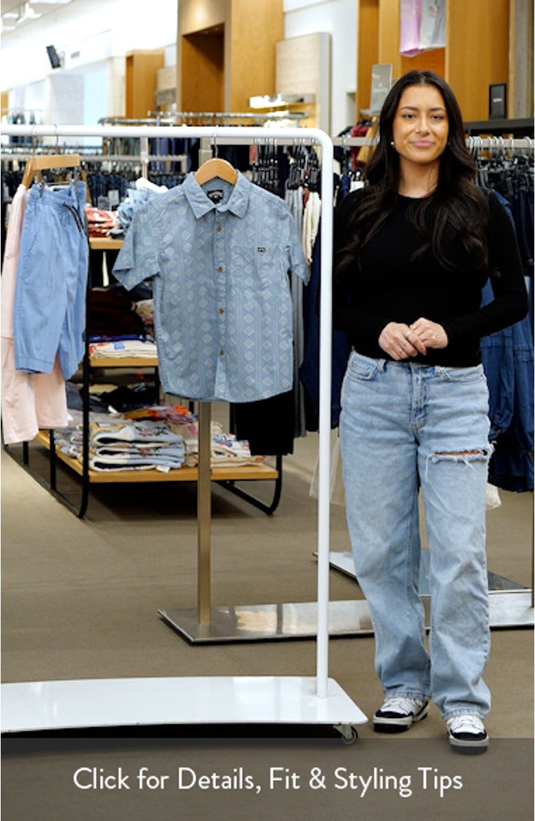 Kids' Sundays Mini Geo Print Short Sleeve Button-Up Shirt, sales video thumbnail