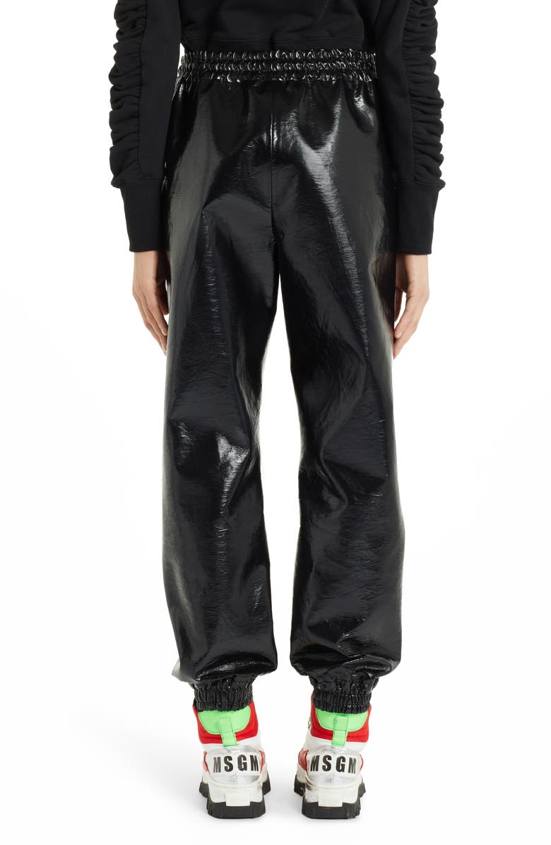 MSGM Faux Patent Leather Joggers, Alternate, color,