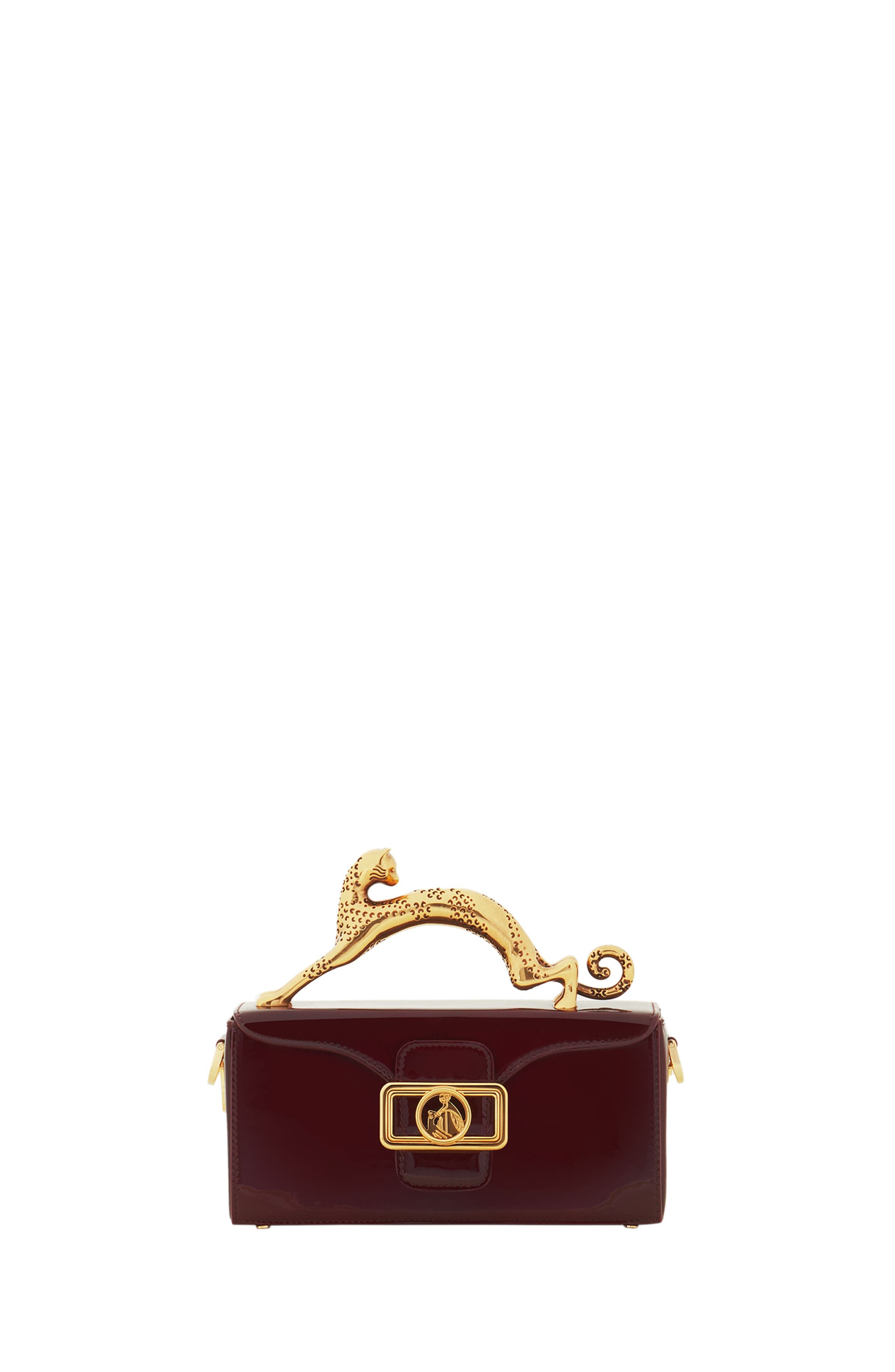 Lanvin Pencil Cat Nano Patent Leather Bag, Main, color, Bacchus