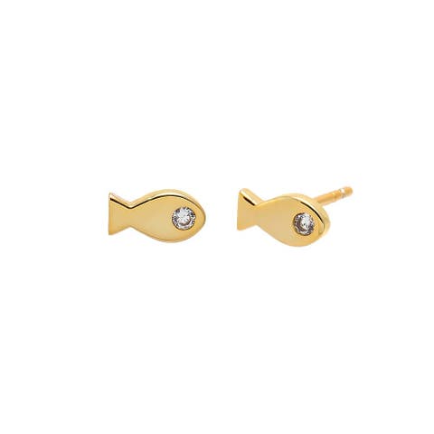 Mini CZ Fish Stud Earring