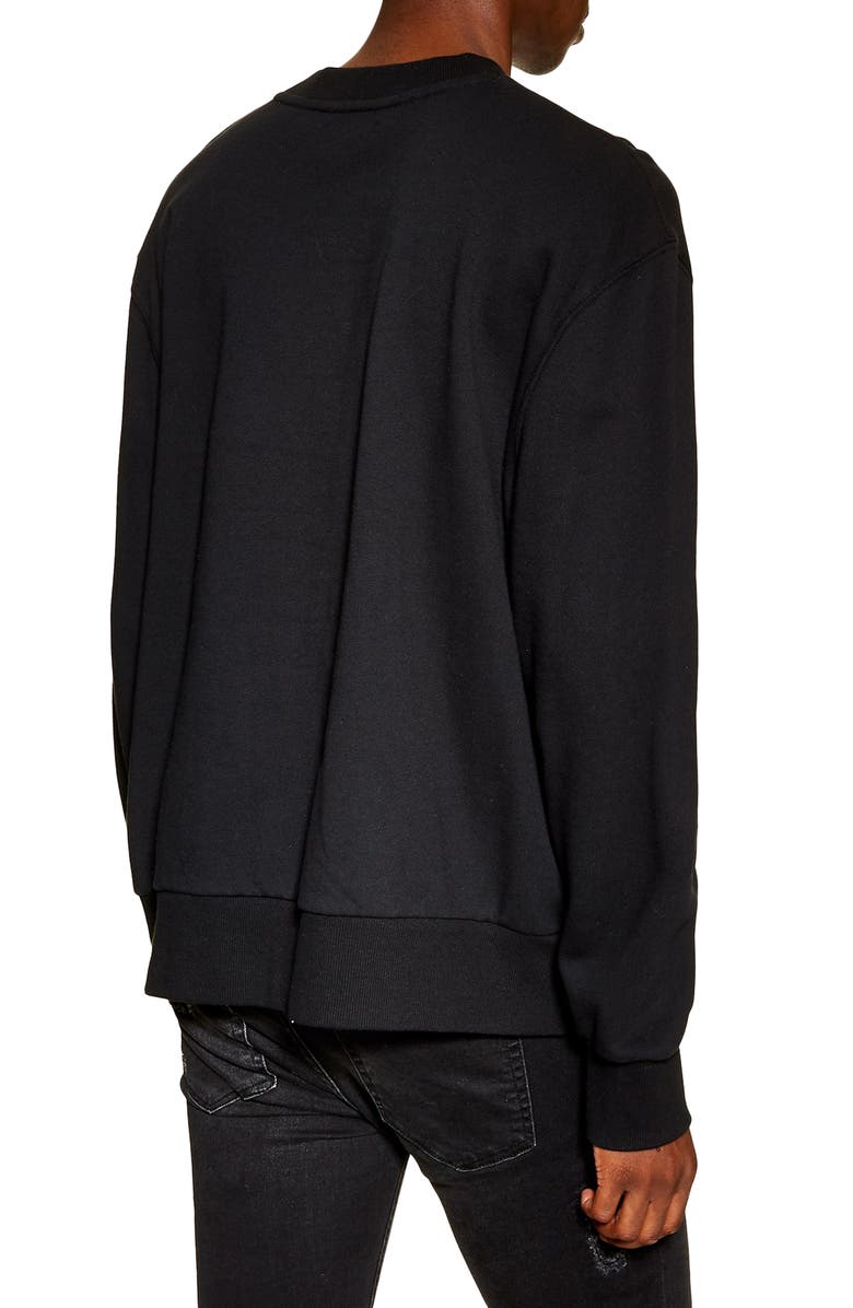 Topman Nylon Pocket Oversized Sweatshirt, Alternate, color, 