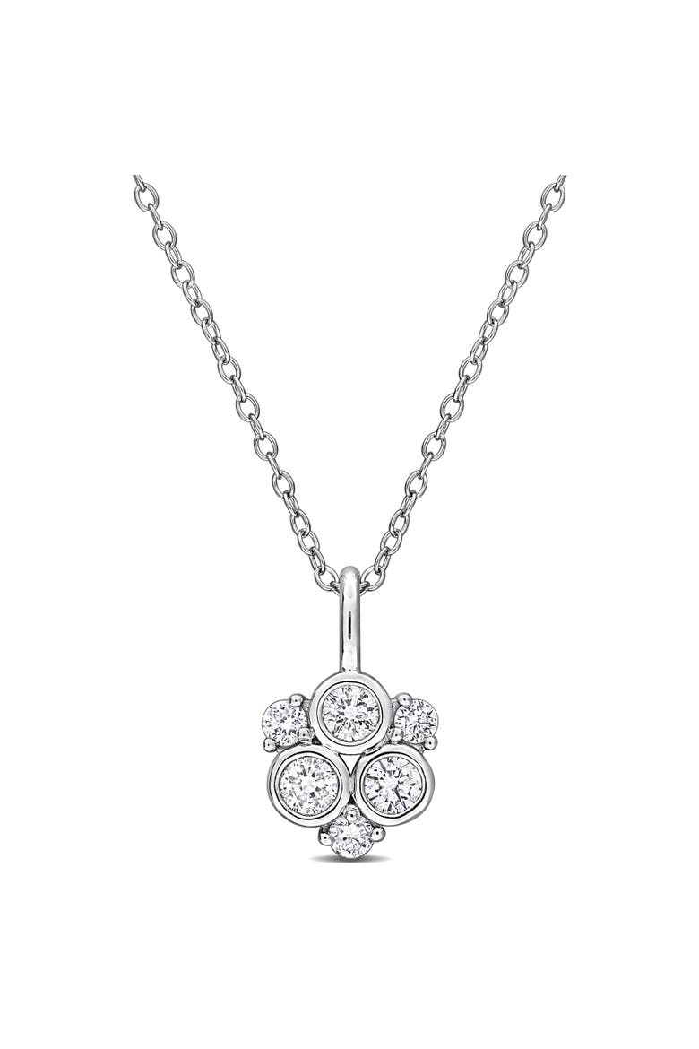 Lab-Grown Diamond Triangle Cluster Necklace, Main, color, Sterling silver