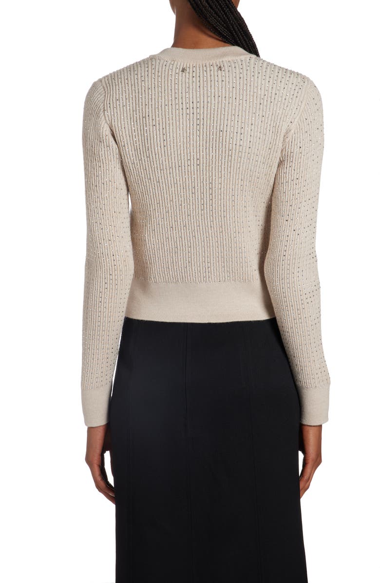 Golden Goose Crystal Embellished Virgin Wool Rib Crewneck Sweater, Alternate, color, Beige