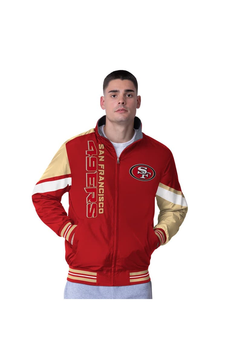 G-III Extreme Men's G-III Extreme Scarlet/Heather Gray San Francisco 49ers Strong Arm Reversible Full-Zip Jacket, Main, color, Scarlet