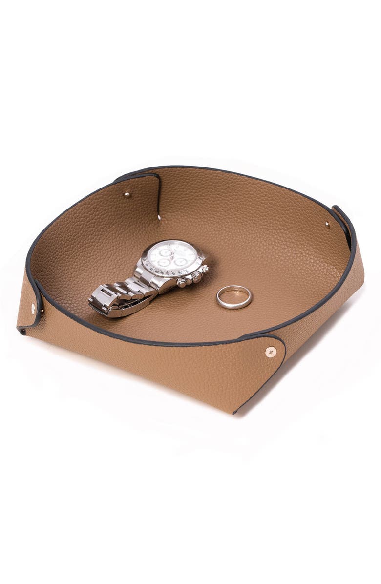 Bey-Berk Catchall Leather Valet Tray, Alternate, color, Taupe