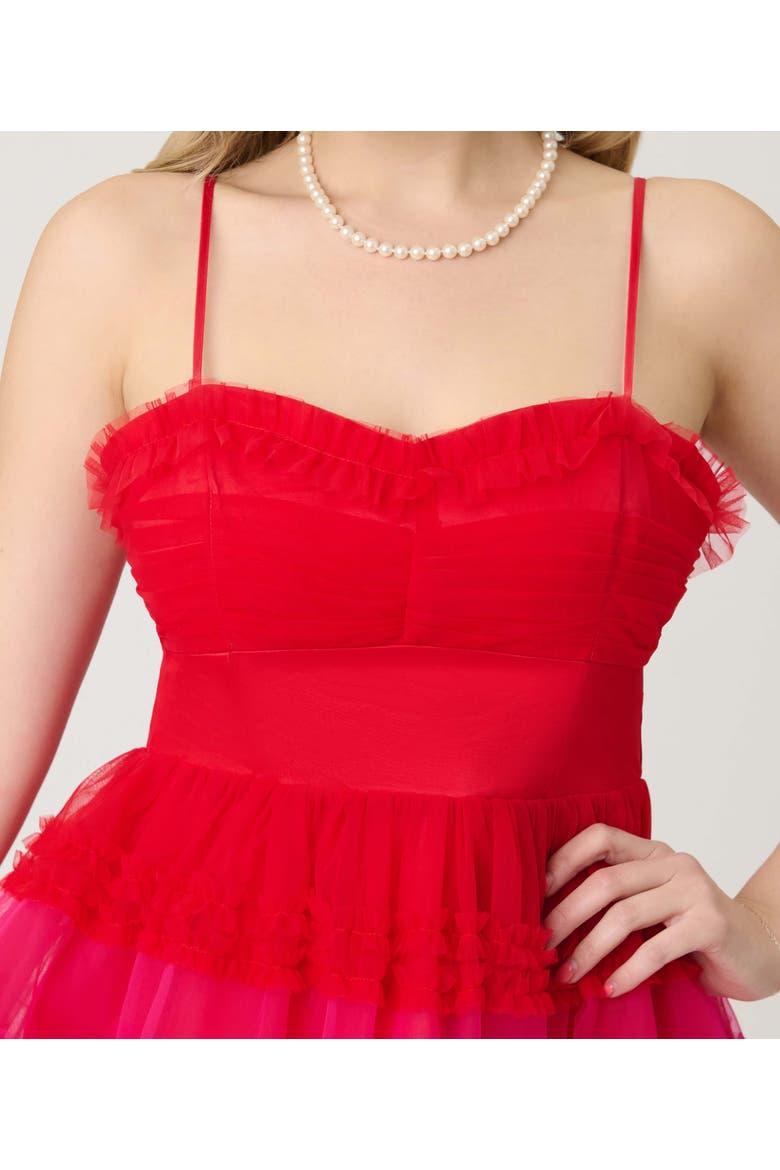 Tiered Sheer Swing Dress, Alternate, color, Red & Pink Ombre