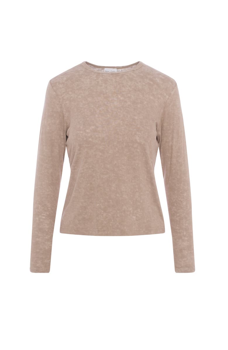 Noni Daily Distressed Washed Crew Neck Long Sleeve Top, Main, color, Taupe