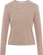 Noni Daily Distressed Washed Crew Neck Long Sleeve Top