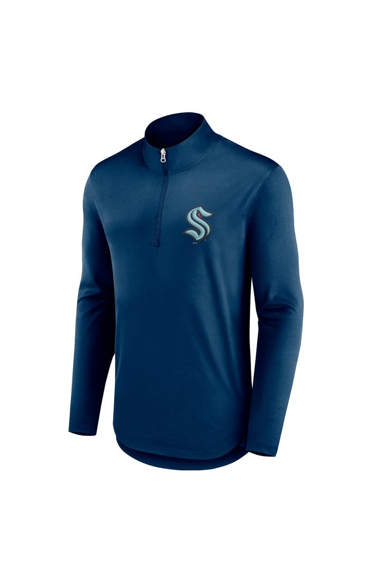 FANATICS Men's Fanatics Branded Deep Sea Blue Seattle Kraken Mock Neck Quarter-Zip Top, Alternate, color, Navy