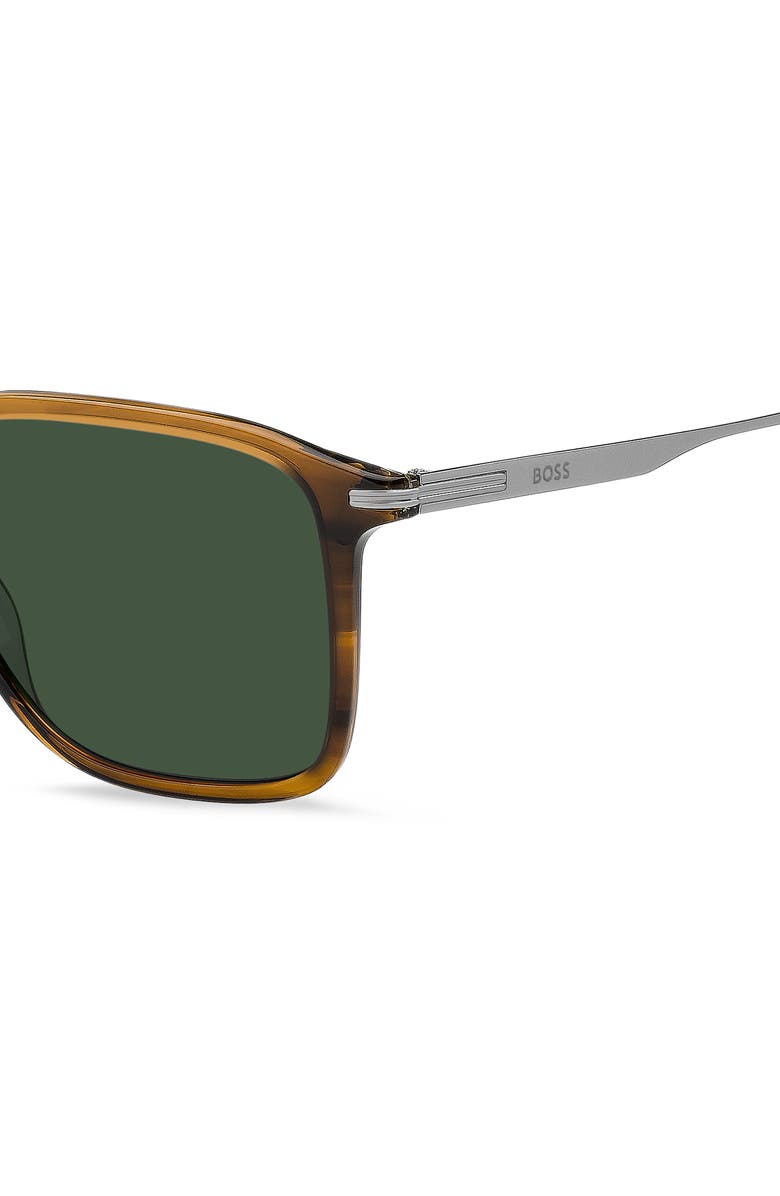 BOSS 55mm Sunglasses, Alternate, color, Brown Horn Ruthenium/ Green