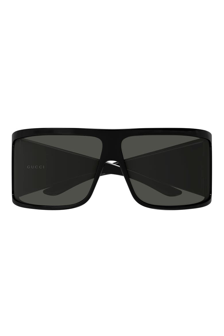 74mm Gradient Oversize Shield Sunglasses, Main, color, BLACK