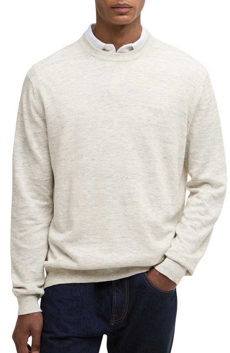 Barbour Flaxby Linen Blend Crewneck Sweater, Main, color, Neutral