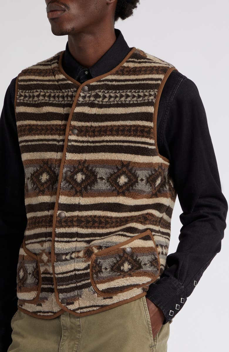 Double RL Buck Desert Serape Print High Pile Fleece Vest, Alternate, color, 