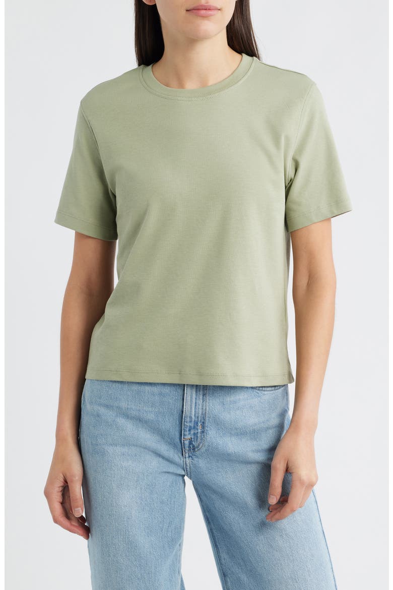 Crewneck Cotton T-Shirt, Main, color, SEAGRASS