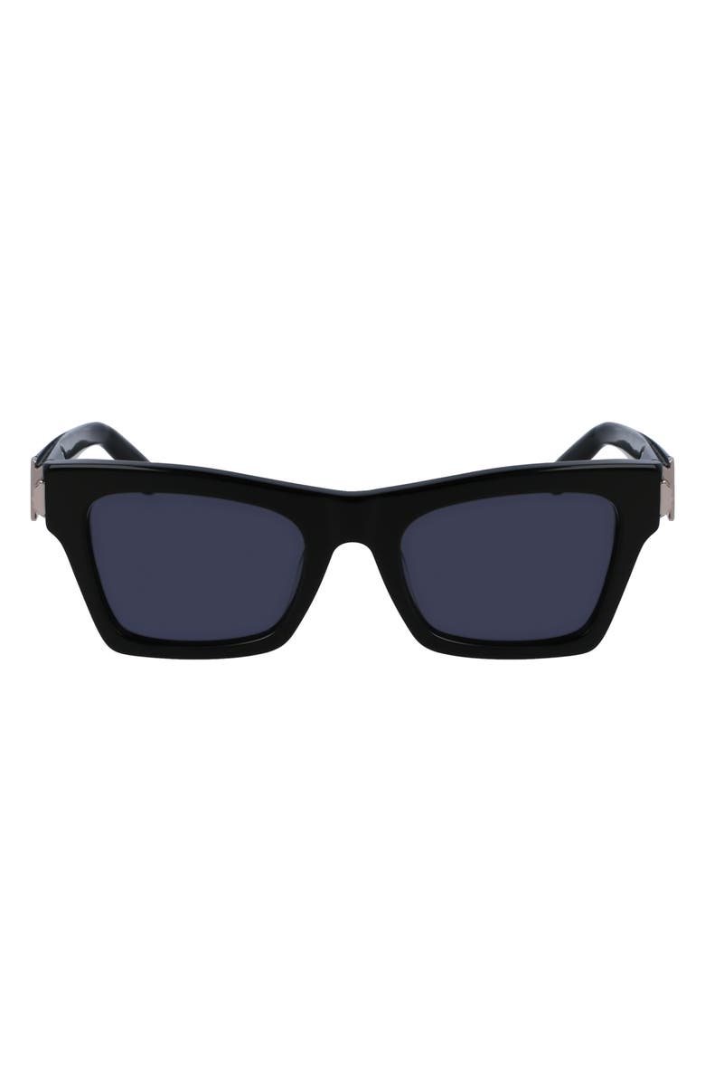 FERRAGAMO Prisma 52mm Rectangular Sunglasses, Main, color, Black