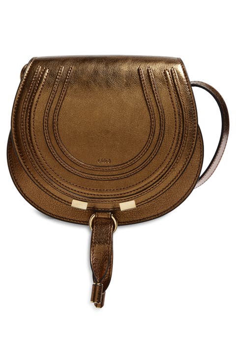Small Marcie Metallic Leather Crossbody Bag