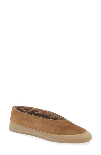 Le Monde Beryl Le Monde Béryl Après Ski Genuine Shearling Lined Ballet Flat In Taupe