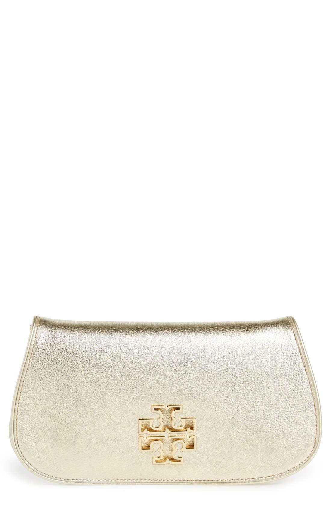 'Britten' Leather Clutch, Main, color, GOLD