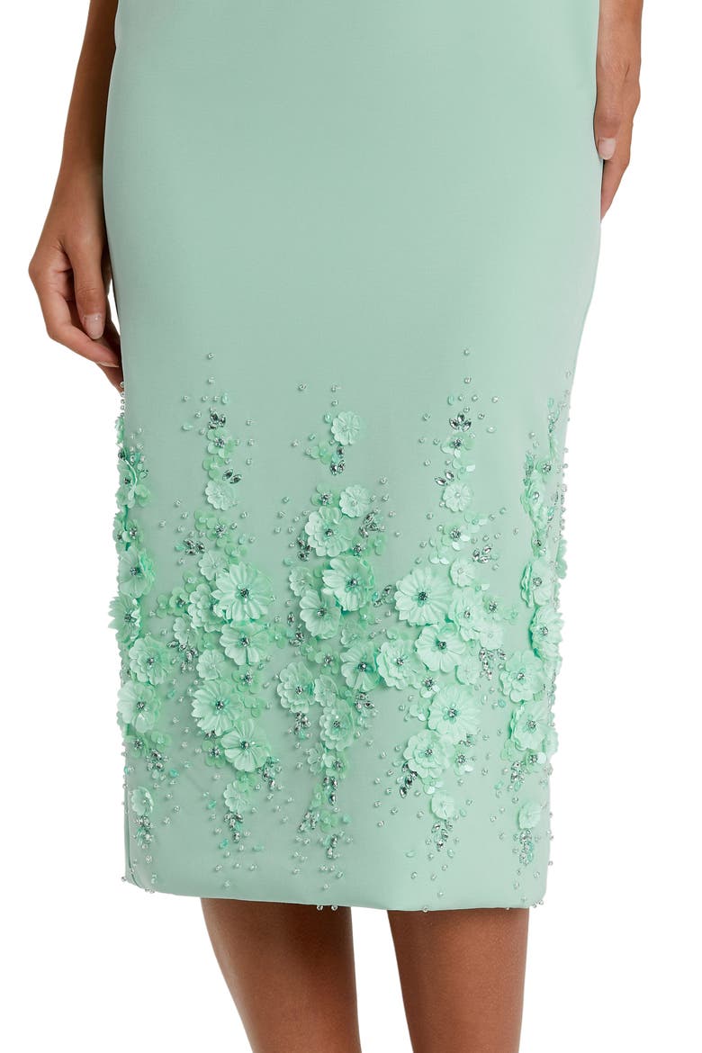 Crepe Sleeveless Floral Beaded Midi Dress, Alternate, color, Sage