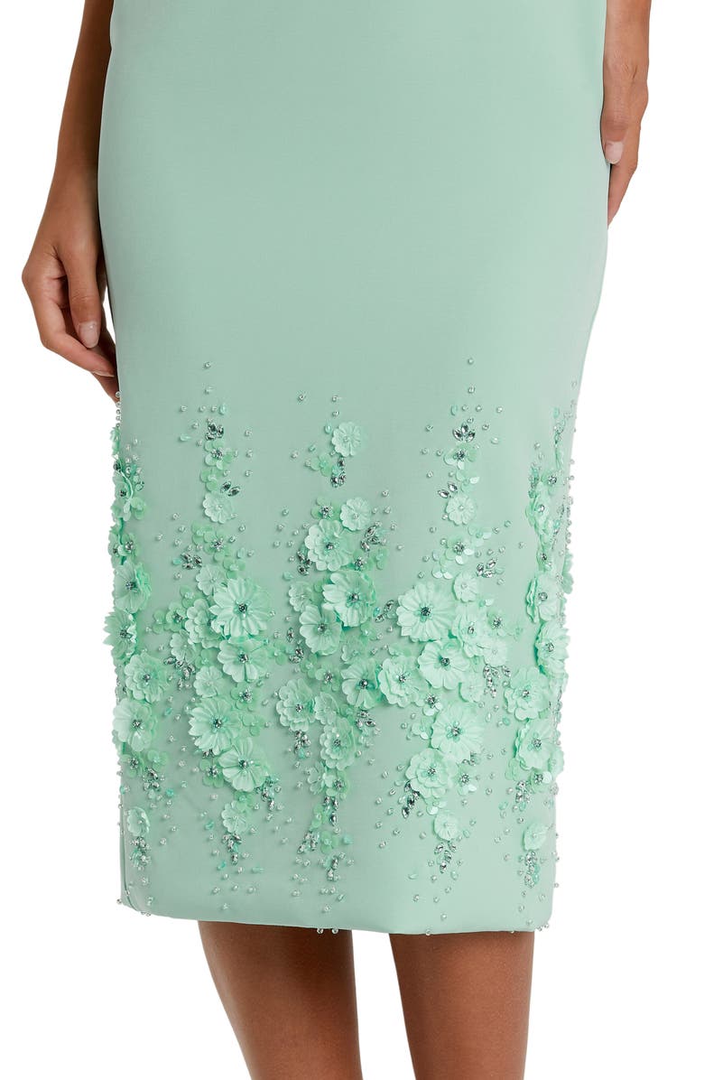 Mac Duggal Crepe Sleeveless Midi Dress With Flower Beading, Alternate, color, Sage