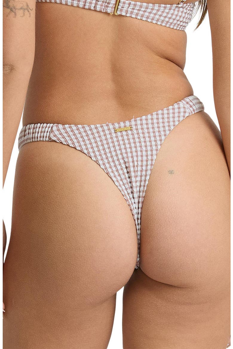 Mini Wave Check Sunni Scrunched Bikini Bottoms, Alternate, color, ACORN