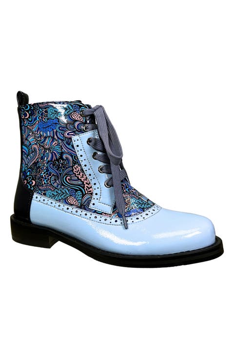 Mixed Print Lace-Up Boot (Women)