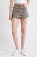 HIDDEN JEANS Cheetah Print Denim Cutoff Shorts