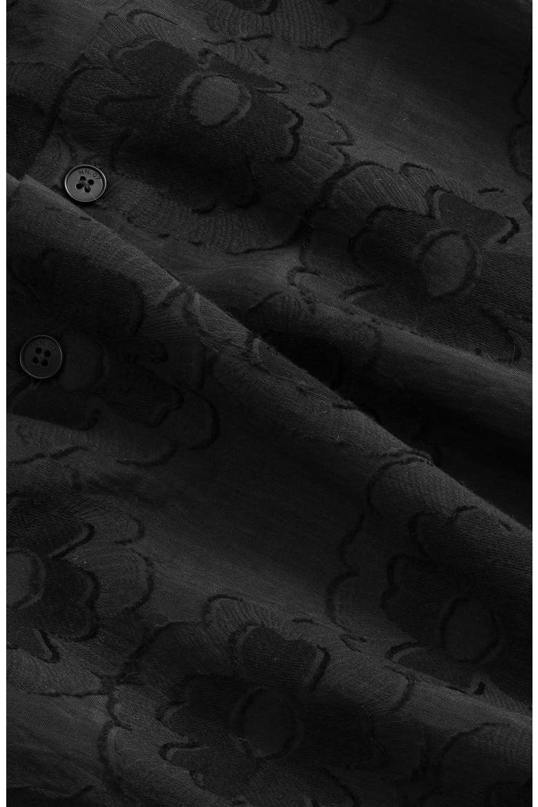 Freddy 50045 Embroidered Floral Short Sleeve Cotton Blend Button-Up Shirt, Alternate, color, BLACK