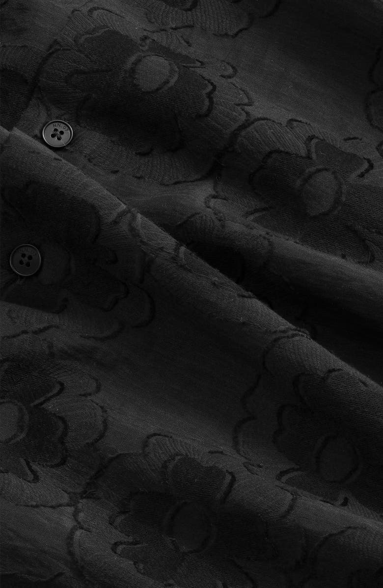 NN07 Freddy 50045 Embroidered Floral Short Sleeve Cotton Blend Button-Up Shirt, Alternate, color, Black