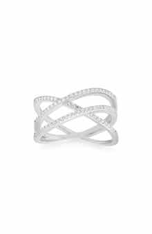 Queen Jewels Sterling Silver Crisscross Cubic Zirconia Ring