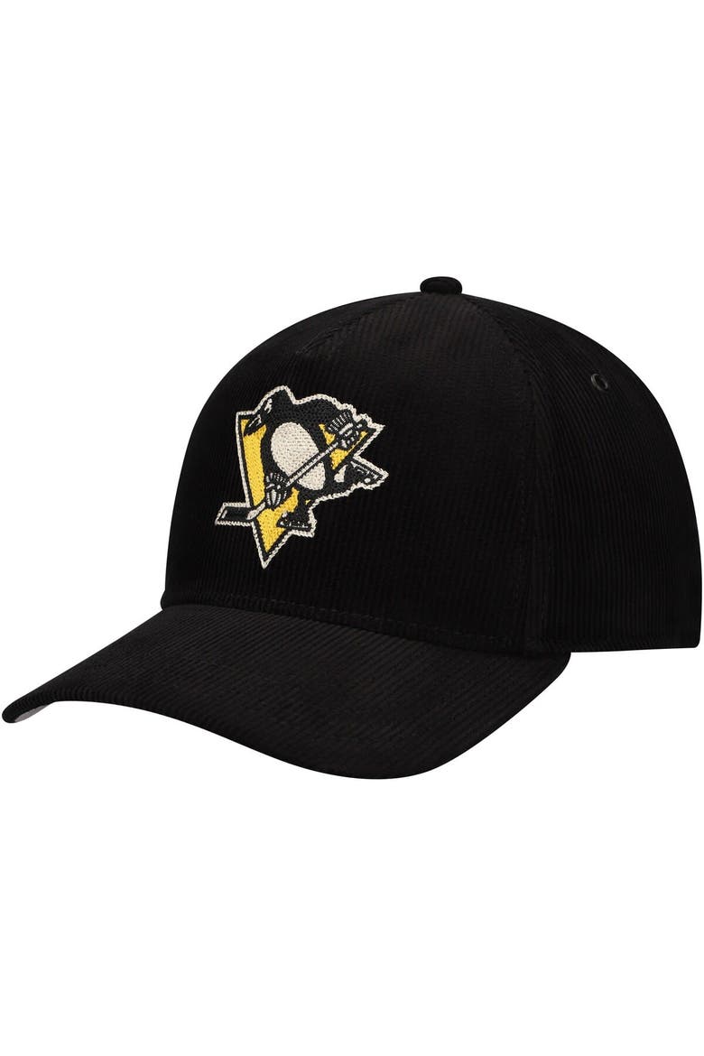 Men's American Needle Black Pittsburgh Penguins Corduroy Chain Stitch Adjustable Hat, Main, color, Black