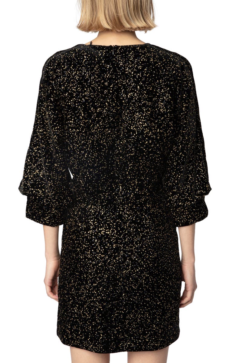 Zadig & Voltaire Rosli Glitter Dots Elbow Sleeve Tie Waist Dress, Alternate, color, 