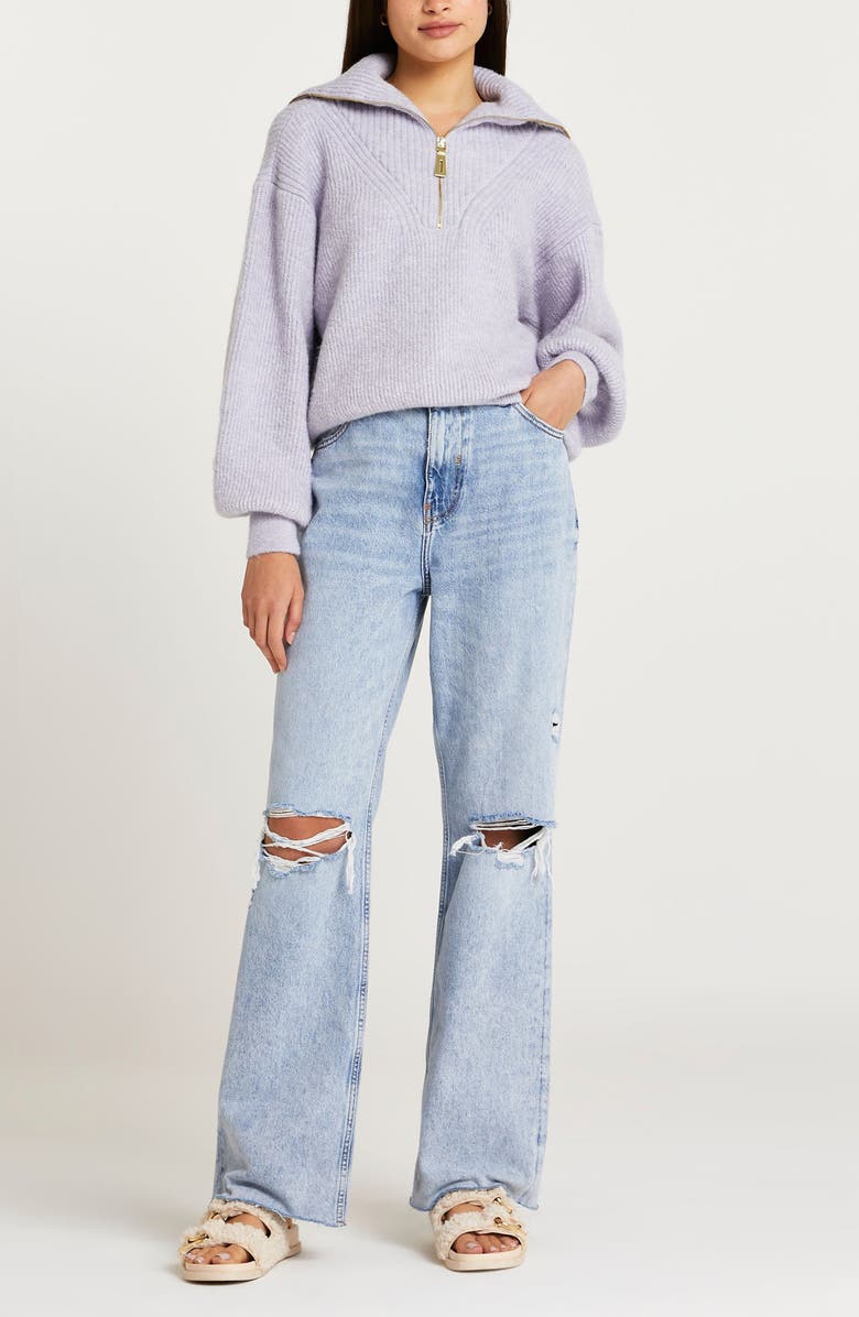 River Island Half Zip Sweater, Alternate, color, 