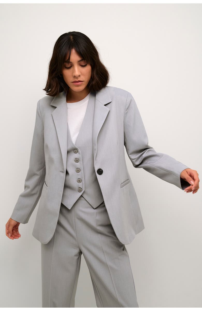Kaffe Sakura Single Breasted Blazer, Main, color, Grey Melange