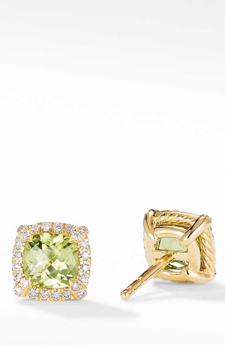 David Yurman Petite Chatelaine<sup>®</sup> Pavé Bezel Stud Earrings in 18k Gold, Alternate, color, 