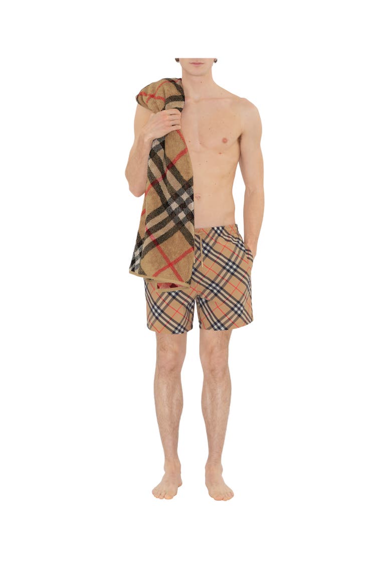 Check Cotton Towel, Alternate, color, Sand beige
