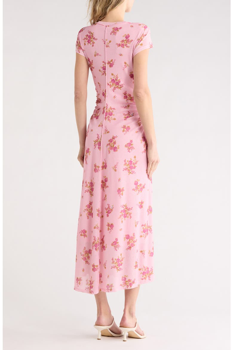 Ruched Midi Dress, Alternate, color, PINK ROSES