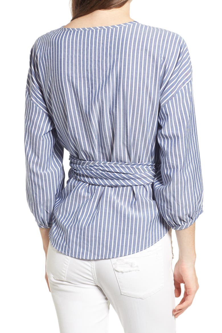 Janis Wrap Top, Alternate, color, NAVY STRIPE