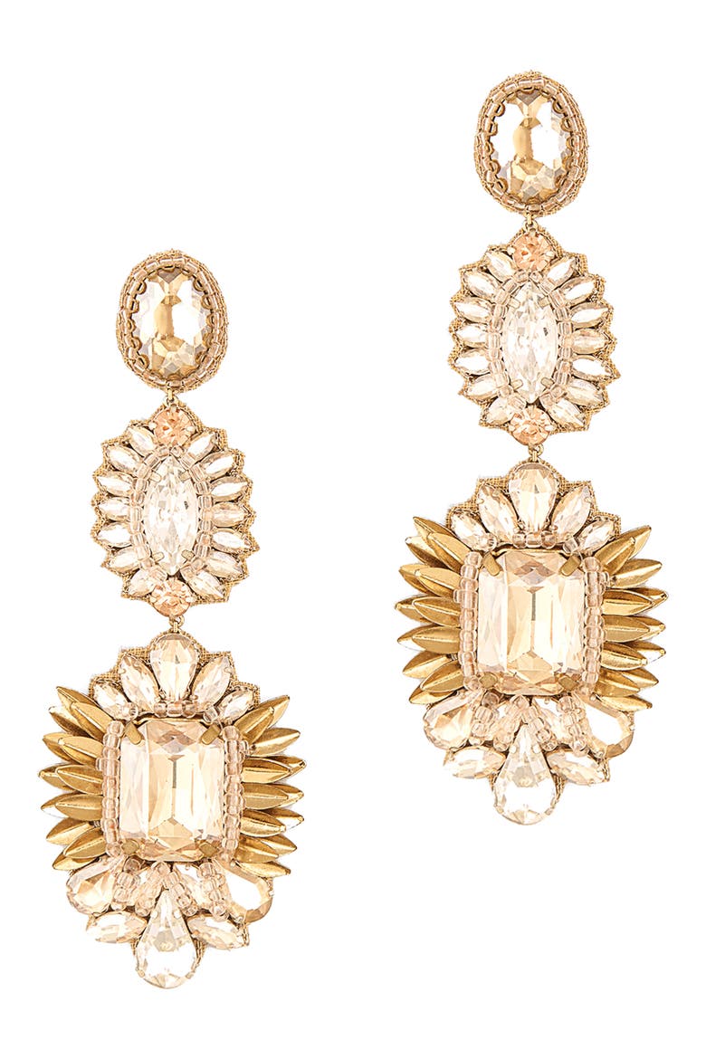 Klara Beaded Crystal Drop Earrings, Main, color, GOLD