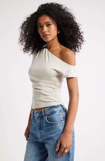 Ruched Off the Shoulder T-Shirt