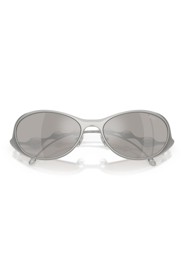 56mm Oval Sunglasses, Alternate, color, SHINY SILVER / MIRROR SILVER