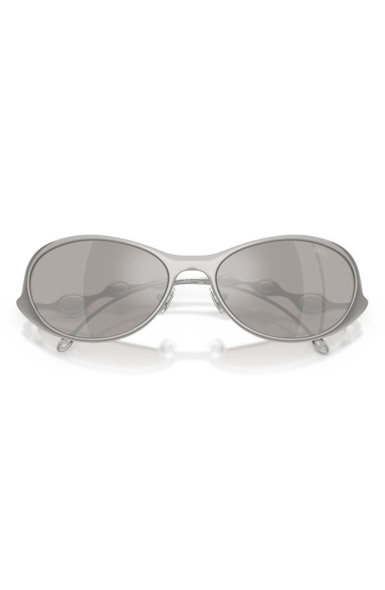 DIESEL<sup>®</sup> 56mm Oval Sunglasses, Alternate, color, Shiny Silver / Mirror Silver