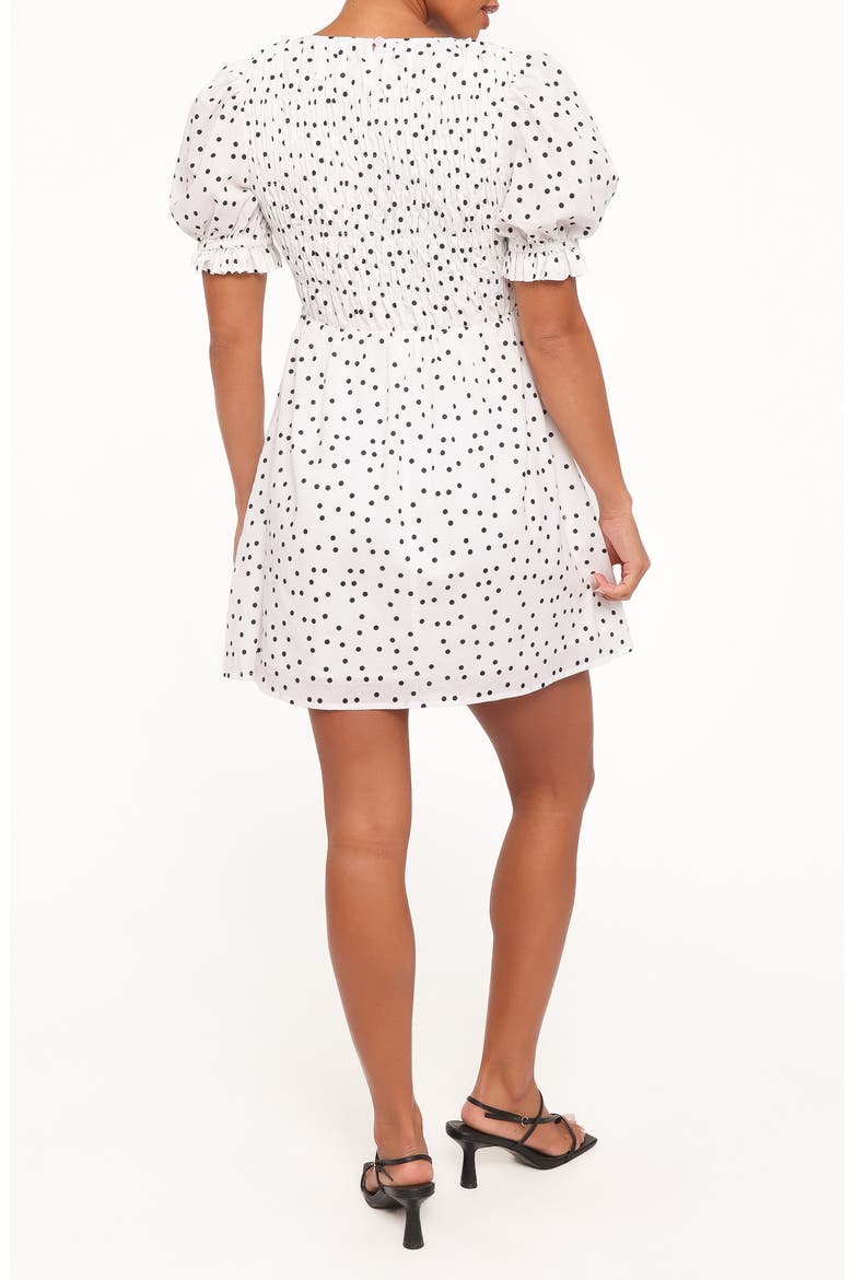 Jaclyn Smocked Minidress, Alternate, color, WHITE POLKA DOT