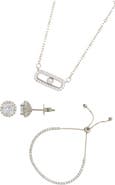 Adornia Cubic Zirconia Stud Earrings, Necklace & Bracelet Set