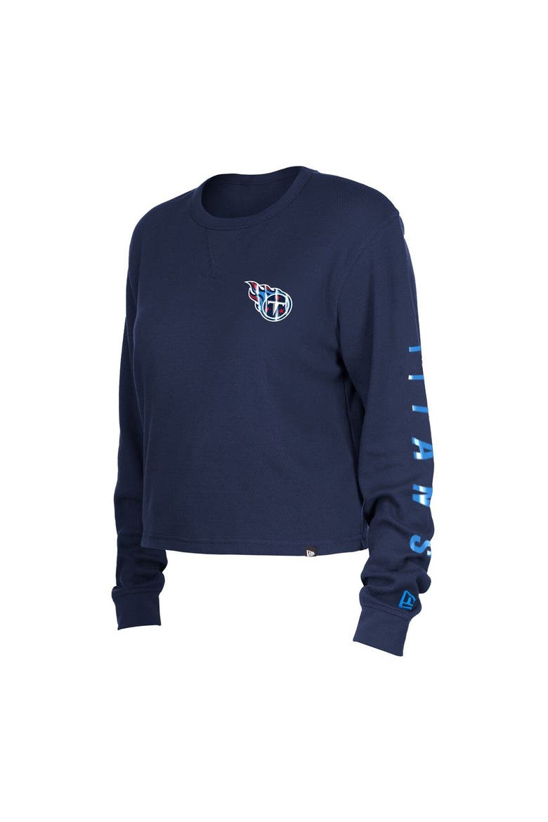 Women's New Era  Navy Tennessee Titans Thermal Crop Long Sleeve T-Shirt, Alternate, color, Navy