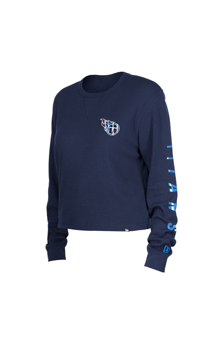 New Era Women's New Era  Navy Tennessee Titans Thermal Crop Long Sleeve T-Shirt, Alternate, color, Navy