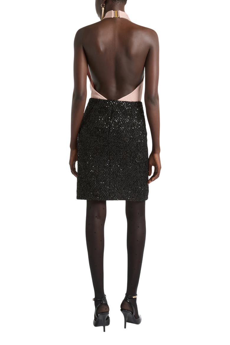 Sequinned Tweed Midi Skirt, Alternate, color, Black