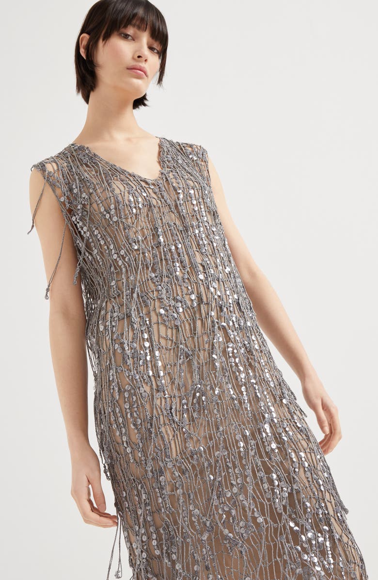 Brunello Cucinelli Glistening Embroidery dress, Alternate, color,